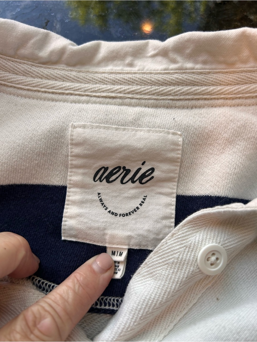 Aerie Navy & Blue Striped Oversized Nautical Preppy Rugby Pullover. Beachy. SZM - Picture 5 of 9